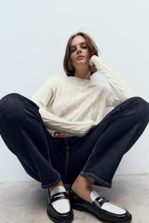 moterys Zara kontrastiniai loaferiai dviejų tonų avalynė 4N488739