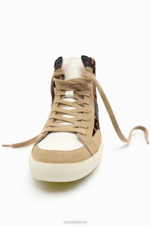 moterys Zara odiniai gyvulinio rašto aukštakulniai sportbačiai leopardas avalynė 4N488733