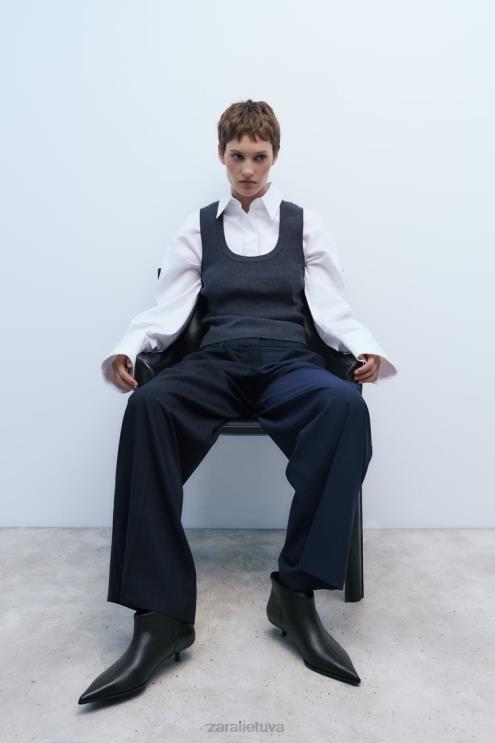 moterys Zara odiniai kačiuko aukštakulniai batai juodas avalynė 4N488729