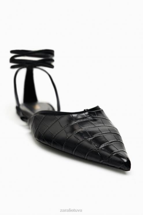 moterys Zara suvarstomi atvirakulniai batai juodas avalynė 4N488737