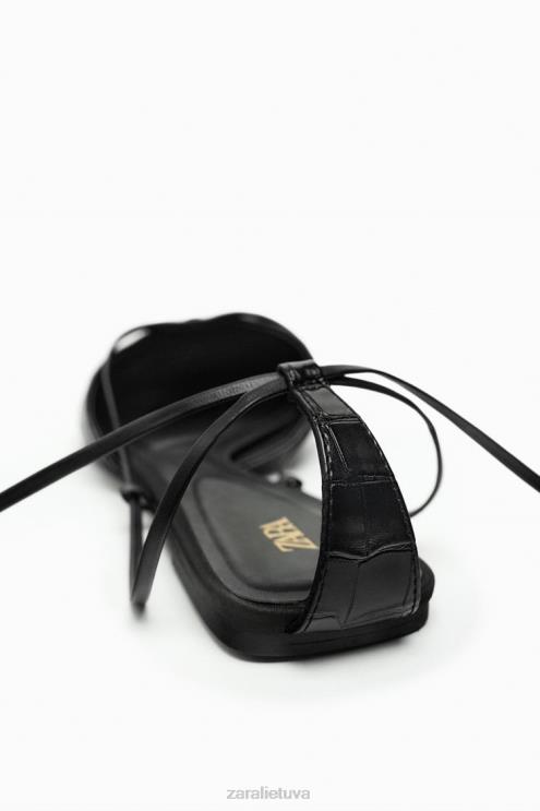 moterys Zara suvarstomi atvirakulniai batai juodas avalynė 4N488737