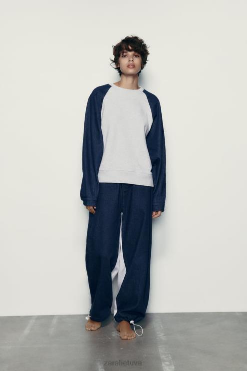 moterys Zara kombinuotas džinsinis megztinis pilka/mėlyna apranga 4N488917