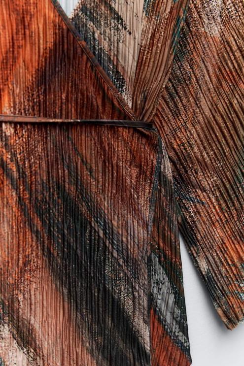 moterys Zara margintas klostuotas kimono apelsinai apranga 4N488925