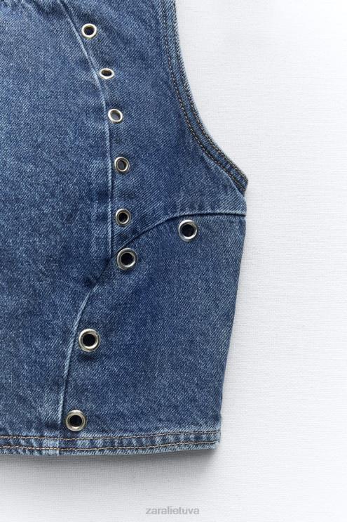 moterys Zara z1975 žiedinis džinsinis viršus vidurio mėlyna apranga 4N488920