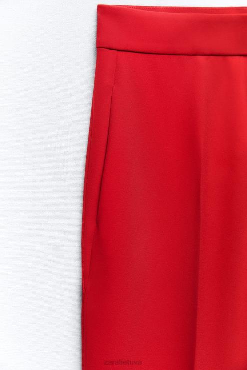 moterys Zara Tiesaus kirpimo kelnės aukštu liemeniu ryškiai raudona apranga 4N488888