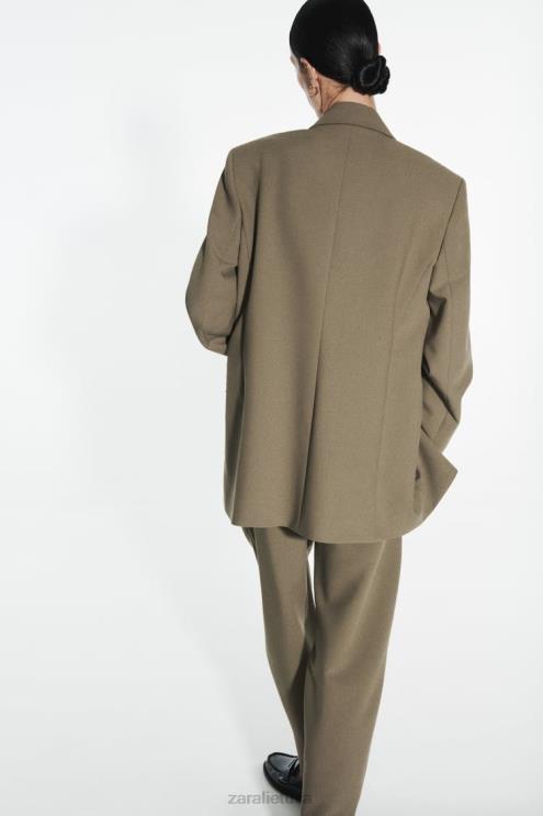 moterys Zara negabaritinis tiesaus kirpimo švarkas chaki apranga 4N488904