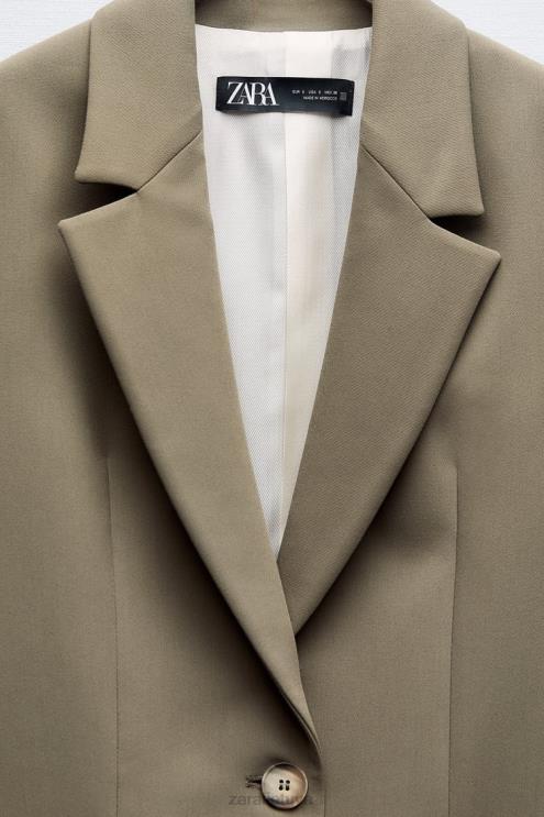 moterys Zara negabaritinis tiesaus kirpimo švarkas chaki apranga 4N488904