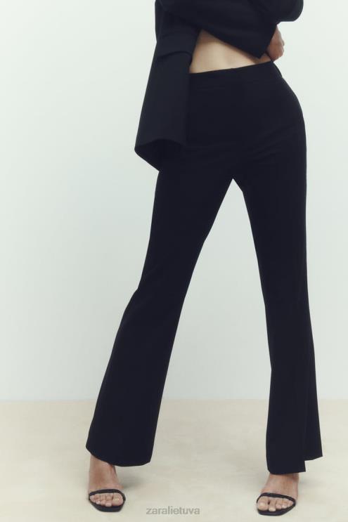 moterys Zara platėjančios viso ilgio kelnės juodas apranga 4N488892