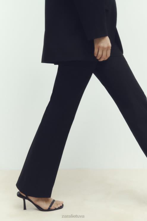 moterys Zara platėjančios viso ilgio kelnės juodas apranga 4N488892