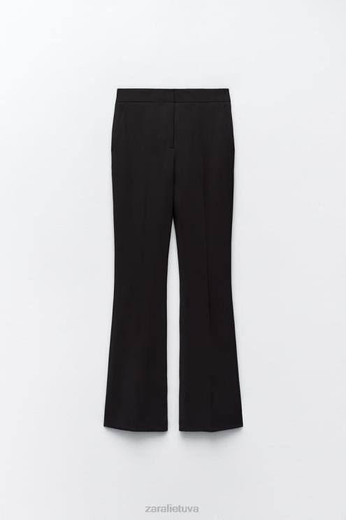 moterys Zara platėjančios viso ilgio kelnės juodas apranga 4N488892