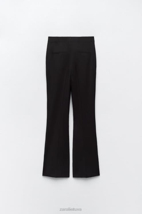 moterys Zara platėjančios viso ilgio kelnės juodas apranga 4N488892