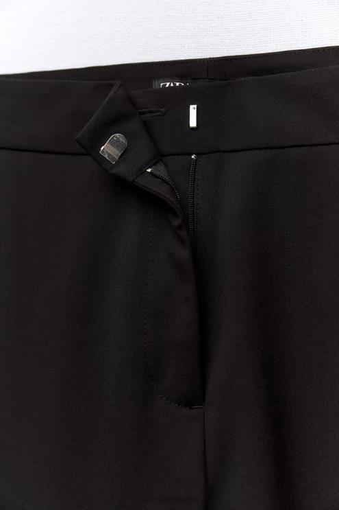 moterys Zara platėjančios viso ilgio kelnės juodas apranga 4N488892