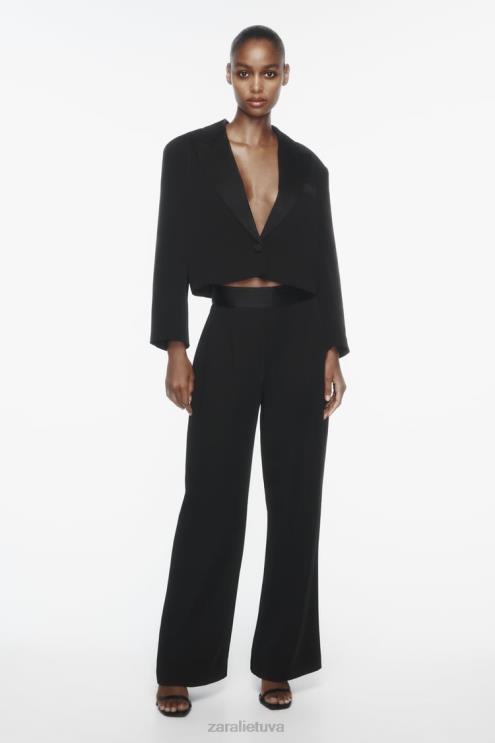 moterys Zara satino efekto glaistytas atvartas juodas apranga 4N488894