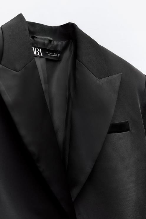 moterys Zara satino efekto glaistytas atvartas juodas apranga 4N488894