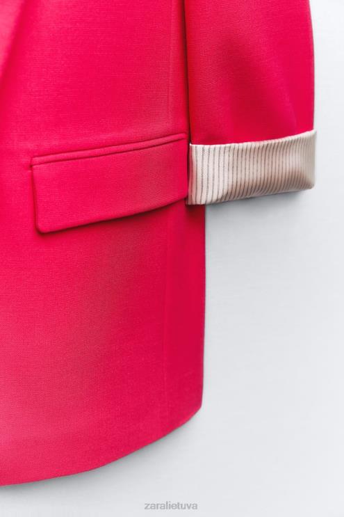 moterys Zara spausdintas rankogalių švarkas fuksija apranga 4N488900