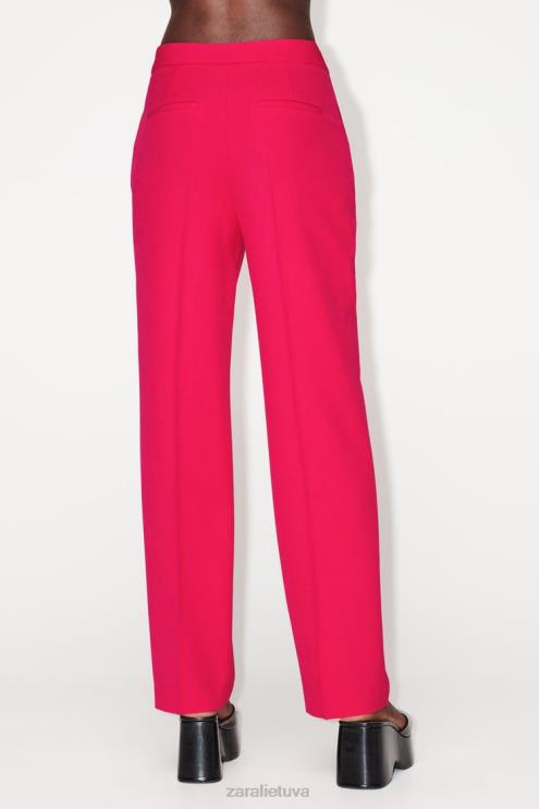 moterys Zara tiesios kelnės fuksija apranga 4N488901
