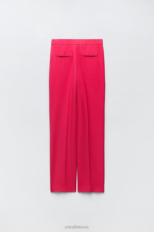 moterys Zara tiesios kelnės fuksija apranga 4N488901
