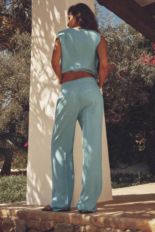 moterys Zara tiesios kelnės mėlynas plienas apranga 4N488890