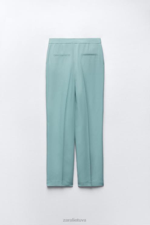 moterys Zara tiesios kelnės mėlynas plienas apranga 4N488890