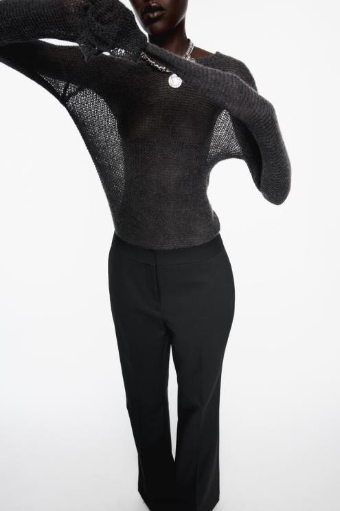 moterys Zara viso ilgio platėjančios kelnės juodas apranga 4N488880