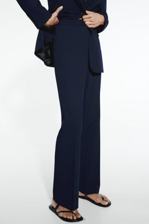 moterys Zara viso ilgio platėjančios kelnės tamsiai mėlyna apranga 4N488885