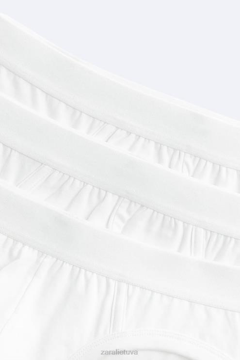 moterys Zara 3 pakuotės pagrindinių kelnaičių baltas apranga 4N4881432
