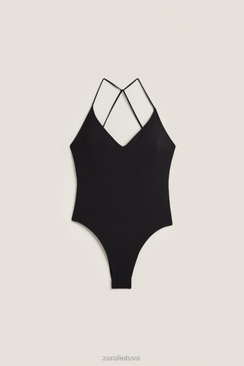 moterys Zara atvira nugara maudymosi kostiumėlis juodas apranga 4N4881823