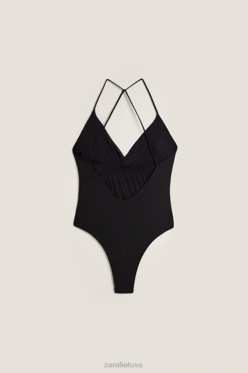 moterys Zara atvira nugara maudymosi kostiumėlis juodas apranga 4N4881823