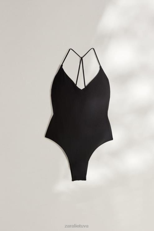 moterys Zara atvira nugara maudymosi kostiumėlis juodas apranga 4N4881823