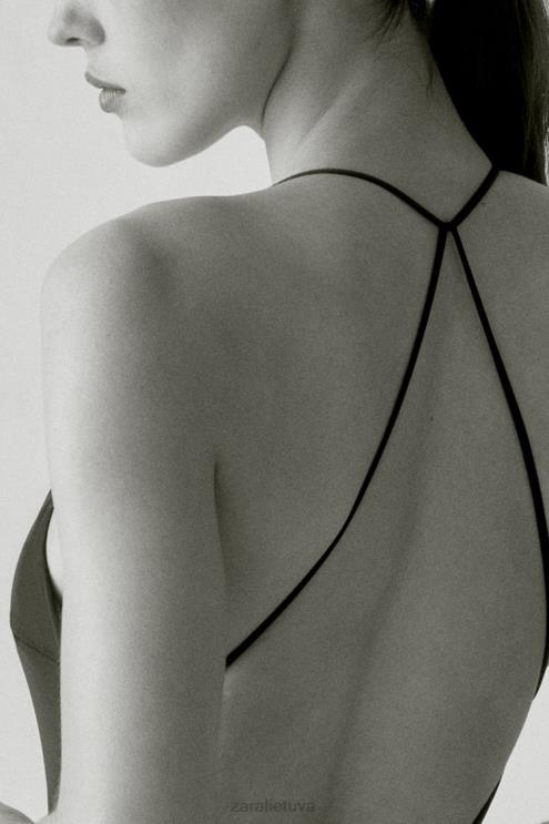 moterys Zara atvira nugara maudymosi kostiumėlis juodas apranga 4N4881823