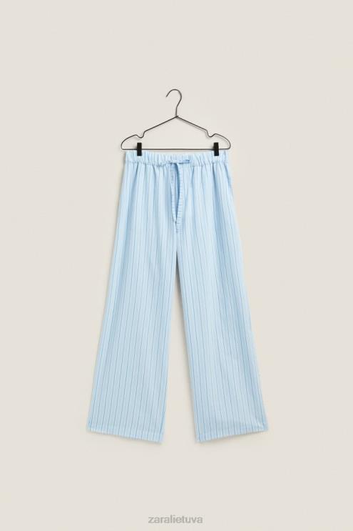 moterys Zara kelnės su plonomis juostelėmis mėlyna apranga 4N4881796