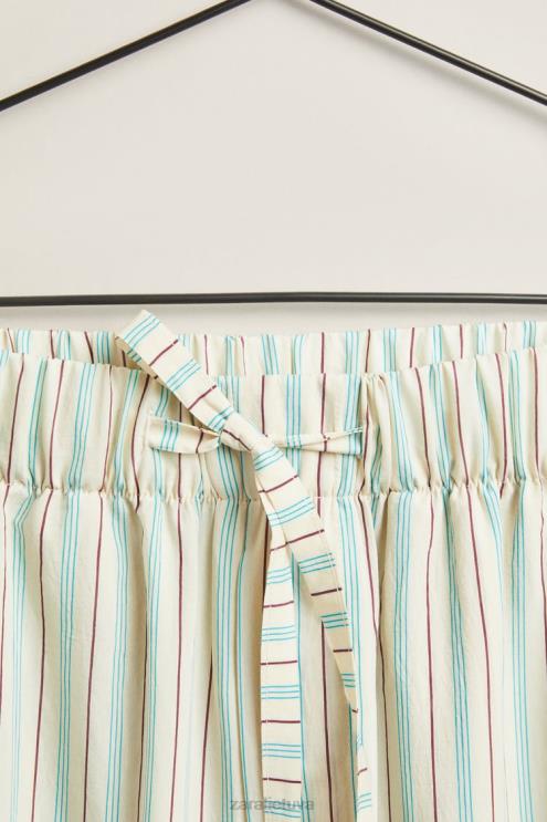 moterys Zara kelnės su plonomis juostelėmis vanilė apranga 4N4881798