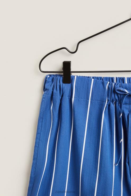 moterys Zara kelnės su vertikaliomis juostelėmis mėlyna apranga 4N4881792