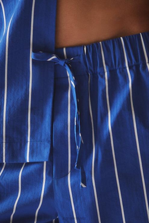 moterys Zara kelnės su vertikaliomis juostelėmis mėlyna apranga 4N4881792