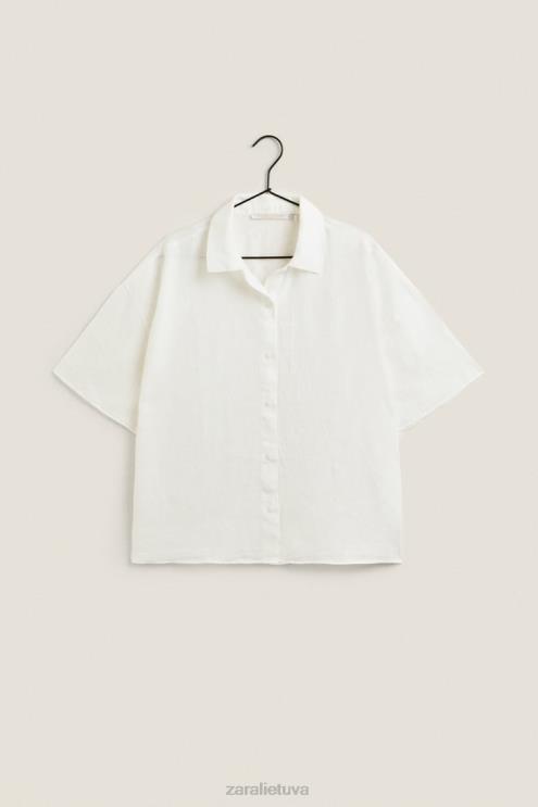 moterys Zara lininiai marškiniai ekru apranga 4N4881814