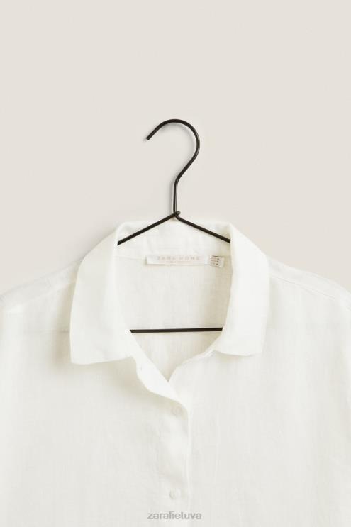 moterys Zara lininiai marškiniai ekru apranga 4N4881814