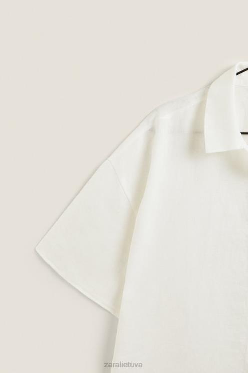 moterys Zara lininiai marškiniai ekru apranga 4N4881814