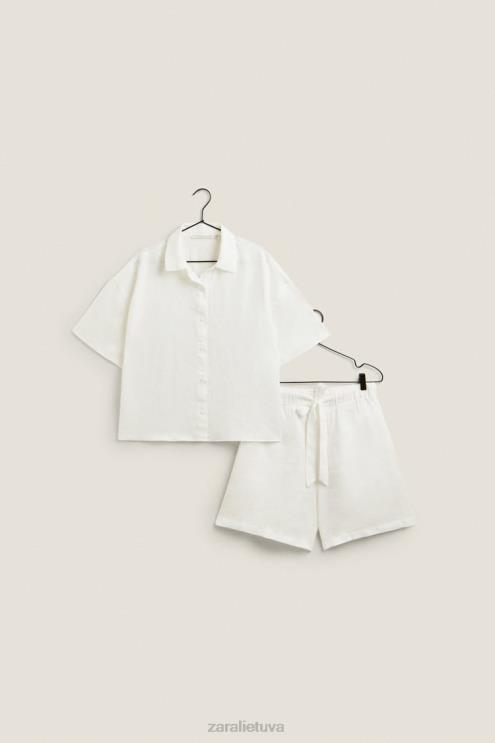 moterys Zara lininiai marškiniai ekru apranga 4N4881814