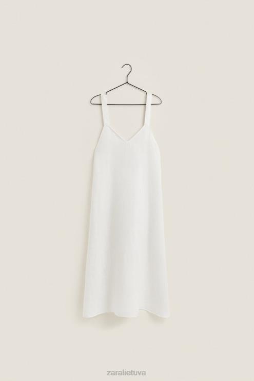 moterys Zara lininiai naktiniai marškiniai su petnešėlėmis ekru apranga 4N4881817