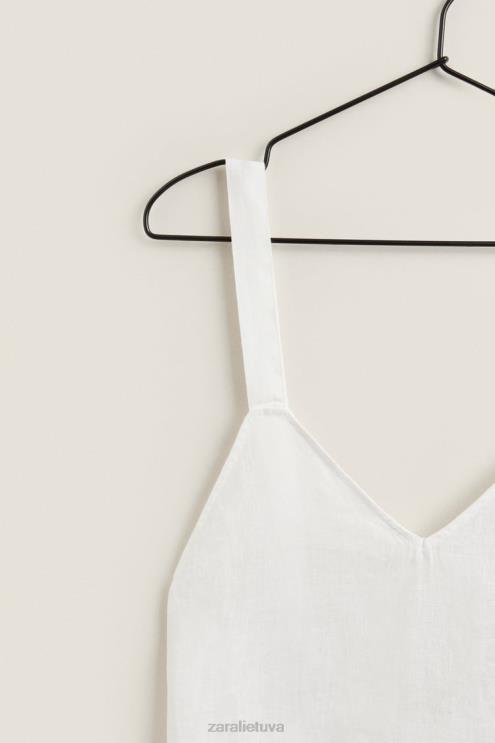 moterys Zara lininiai naktiniai marškiniai su petnešėlėmis ekru apranga 4N4881817