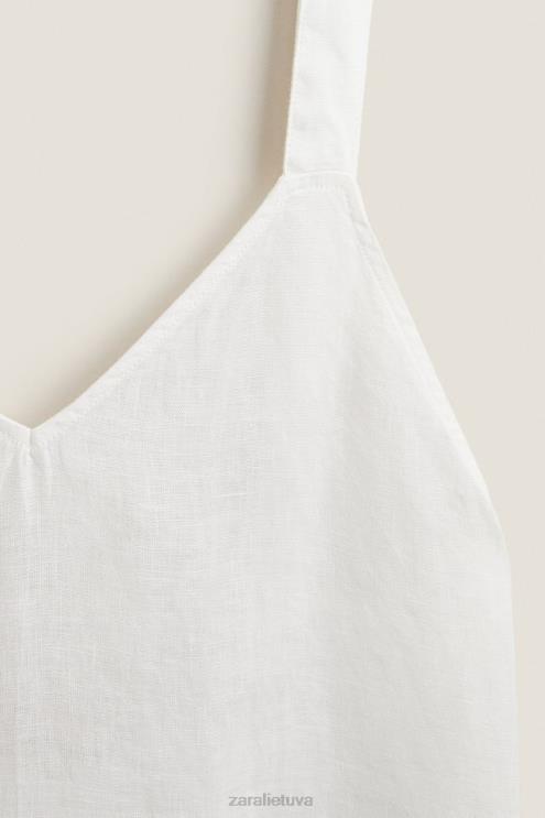 moterys Zara lininiai naktiniai marškiniai su petnešėlėmis ekru apranga 4N4881817