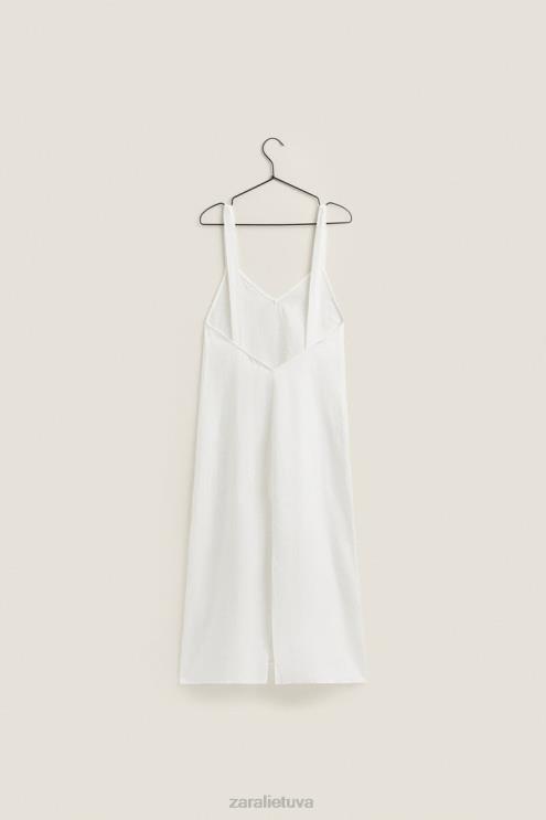 moterys Zara lininiai naktiniai marškiniai su petnešėlėmis ekru apranga 4N4881817