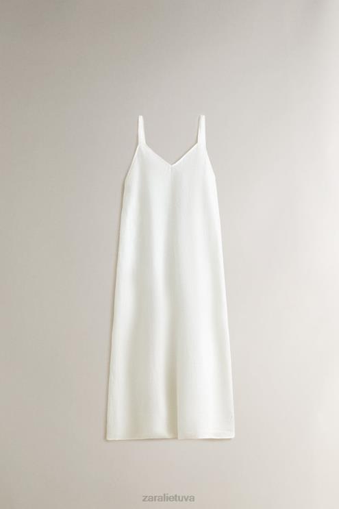 moterys Zara lininiai naktiniai marškiniai su petnešėlėmis ekru apranga 4N4881817