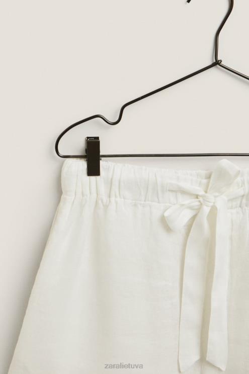 moterys Zara lininiai šortai ekru apranga 4N4881815