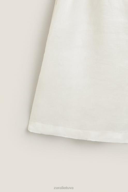 moterys Zara lininiai šortai ekru apranga 4N4881815