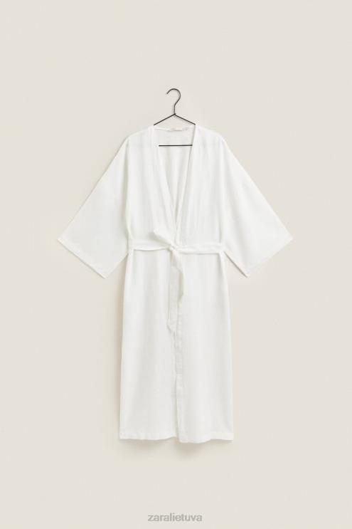 moterys Zara lininis chalatas ekru apranga 4N4881818