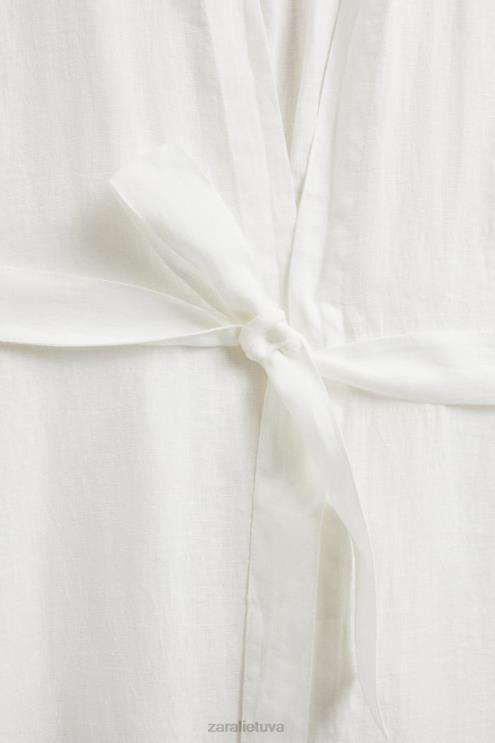 moterys Zara lininis chalatas ekru apranga 4N4881818