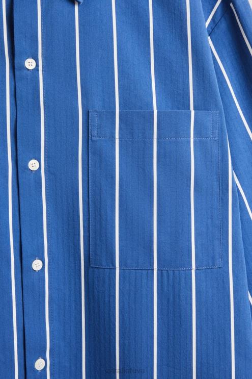 moterys Zara marškinėliai su vertikaliomis juostelėmis mėlyna apranga 4N4881791