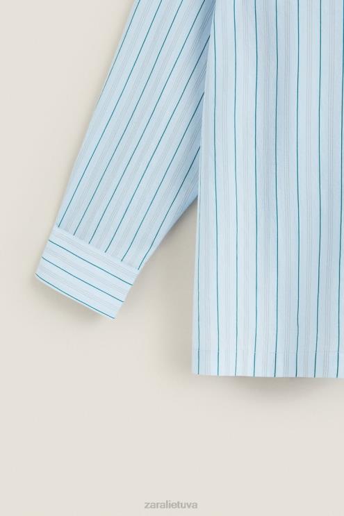 moterys Zara marškiniai su plonomis juostelėmis mėlyna apranga 4N4881795