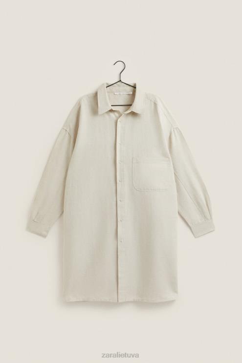 moterys Zara marškinine suknele šviesiai smėlio spalvos apranga 4N4881819